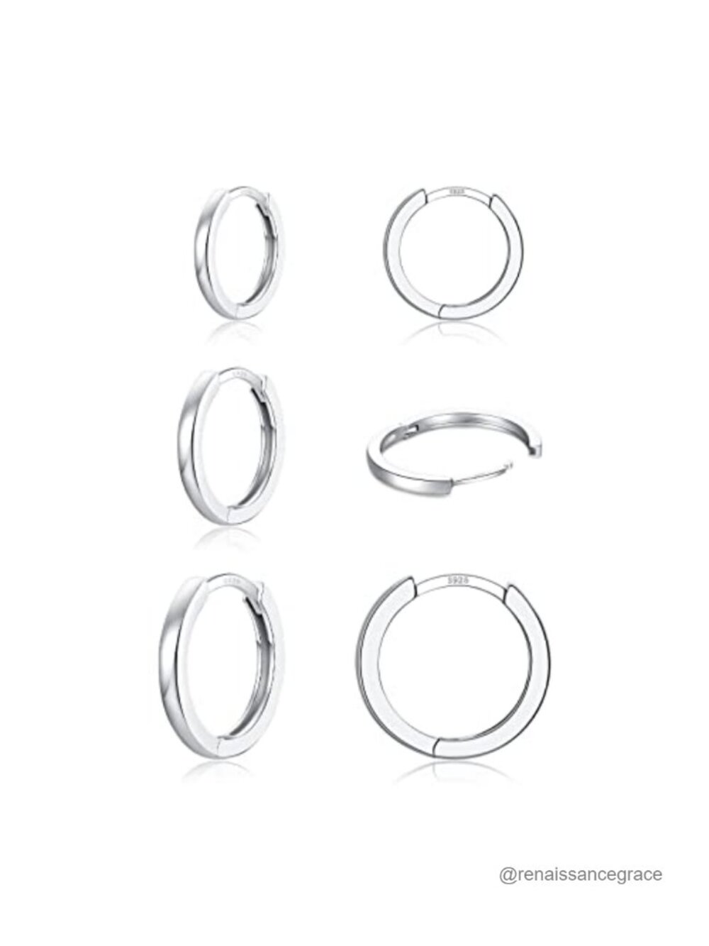 3 Pair 925 Sterling Silver Small Huggie Hoop Earrings Set